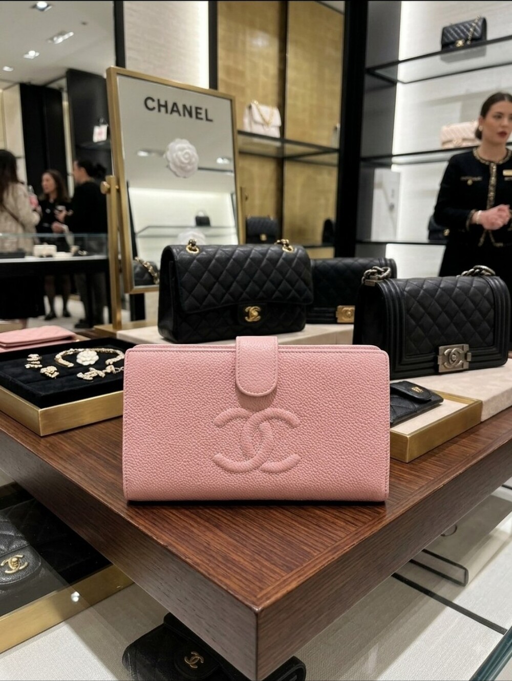 AUTHENTIC Chanel Quilted Caviar Leather Pink Wallet